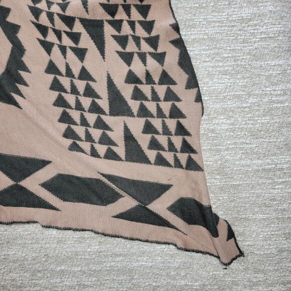 Urban Mangoz Duster Cardigan Womens Small Tan Gray Aztec Southwest Boho Sweater - Picture 7 of 14